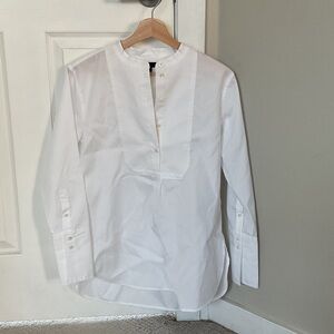 Women's White Mandarin Collar Shirt